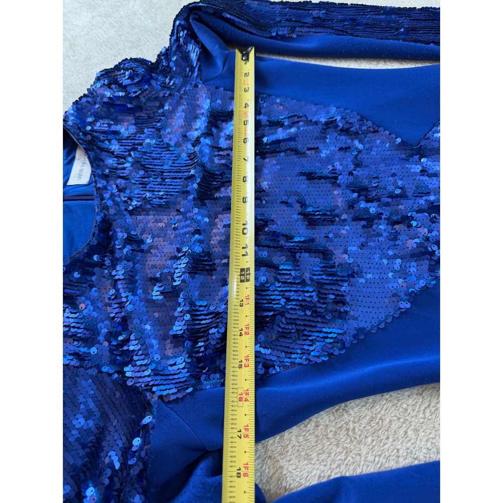 Dress The Population Royal Blue Sequin Long Sleeve Bodycon Mini Dress Large - Picture 4 of 10